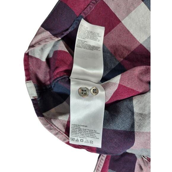 Timberland Men’s Medium Flannel Button Down Shirt Organic Cotton Long Sleeve Red - Picture 5 of 8